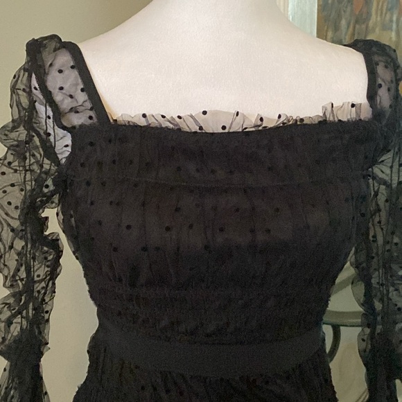 Venus Black Dotted Mesh Bodycon Dress size S - Picture 2 of 11